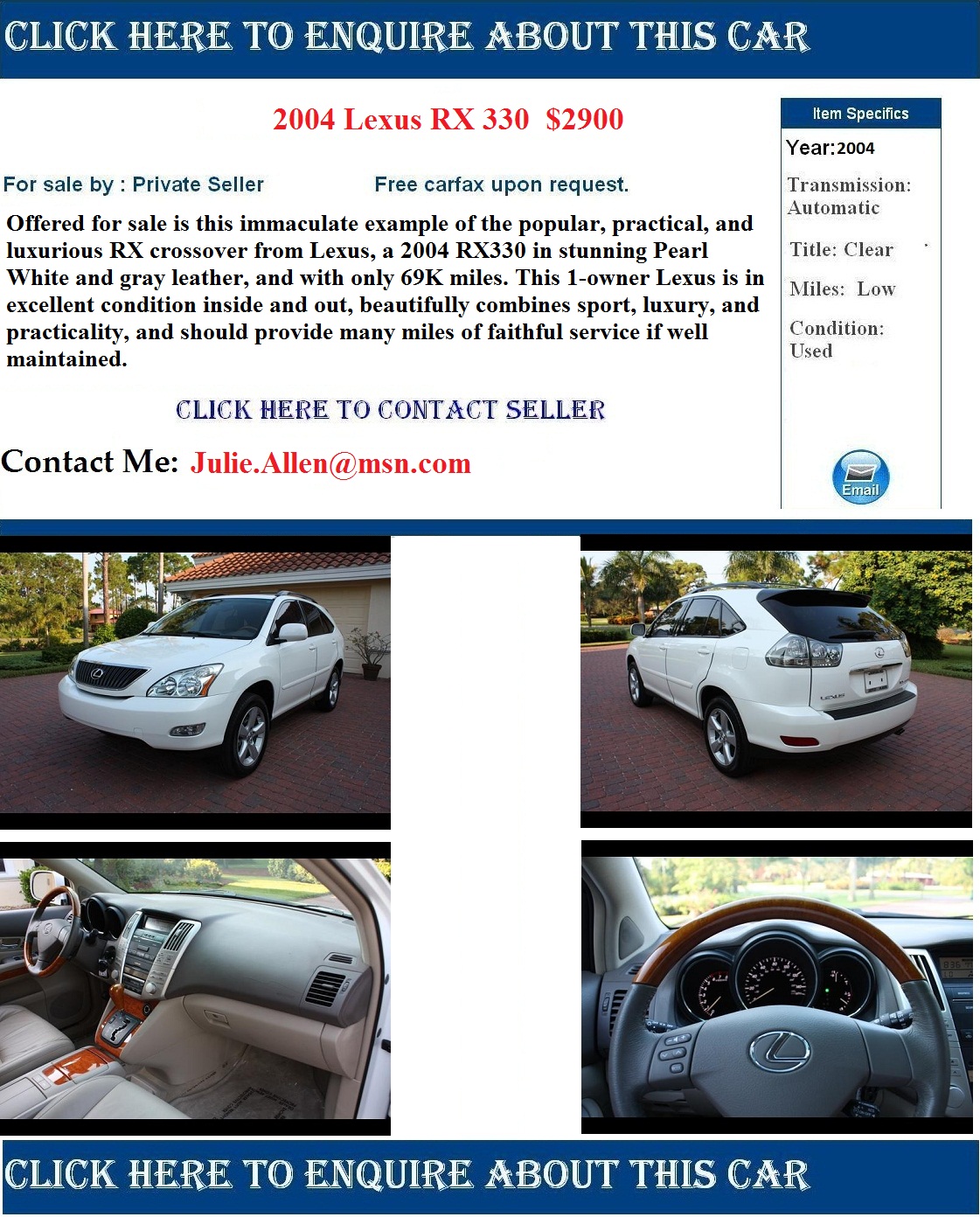 Great shape 2oo4 Lexus RX 330 2900 - 00 (Philadelphia, PA)